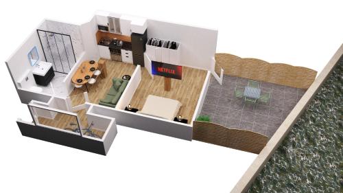 Půdorys ubytování Vue Rivière, Neuf T2, Paisible, Terrasse, RDC