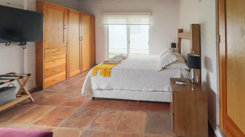 a bedroom with a large bed and a television at Finca Catalina Hotel Boutique in Tepoztlán