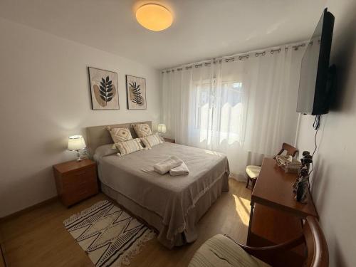 a bedroom with a bed and a television in it at Apartamento Ramon in Tarragona