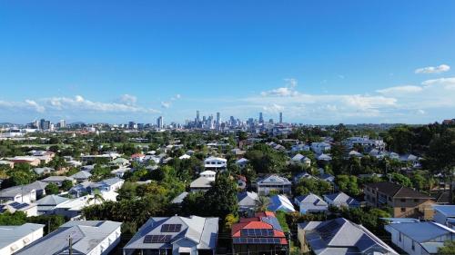 an aerial view of a city with houses at City View Serviced Apartments in Brisbane
