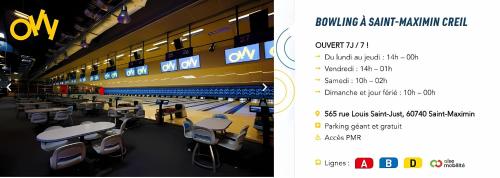 a screenshot of a website with a picture of a cafeteria at Maison exception climatisation parking - Proche aéroport Roissy CDG, Paris, parc Astérix, Chantilly, Stade de France in Orry-la-Ville