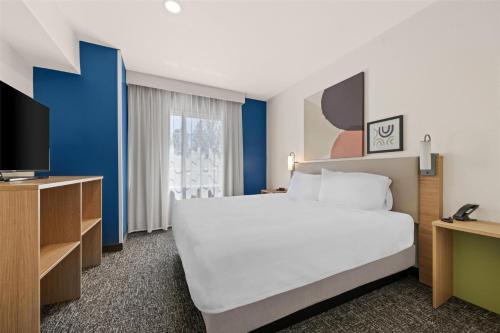a hotel room with a large bed and a tv at Spark by Hilton Homewood Birmingham in Birmingham
