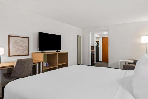 a hotel room with a bed and a television at Spark by Hilton Port Wentworth Savannah in Port Wentworth