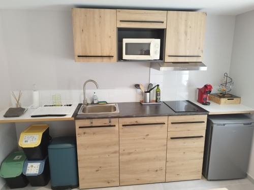 Dapur atau dapur kecil di Cosy Studio à Le Vigan-en-Quercy, Lot