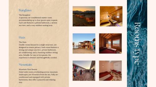 a collage of photos of different homes at Seavia Camp in Nuweiba