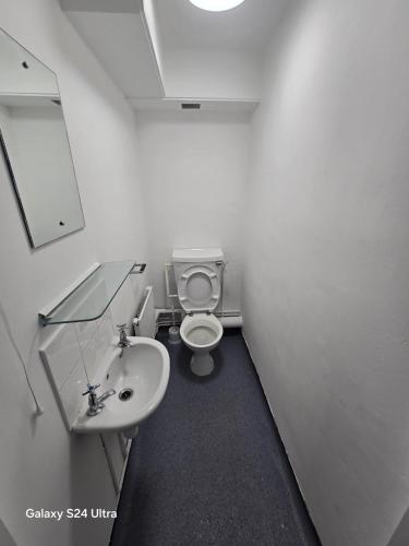 a bathroom with a white toilet and a sink at 262-280 Apartments in Headingley