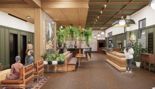 a rendering of the lobby of a store at Lightwell Hotel & Spa in Hood River