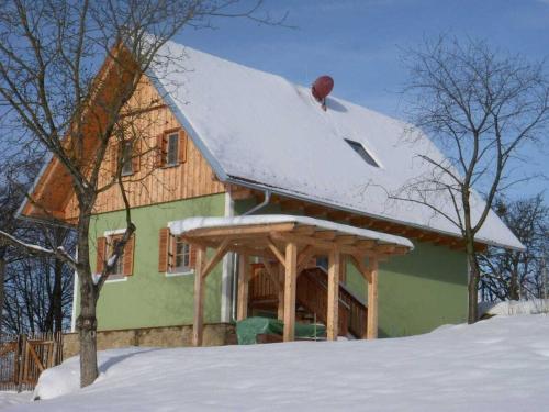 a house with a roof covered in snow at Holiday home in the vineyard The Vineyard in Fehring