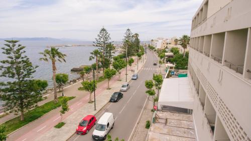 a view of a street from a building at Orpheus Studios in Kos Town