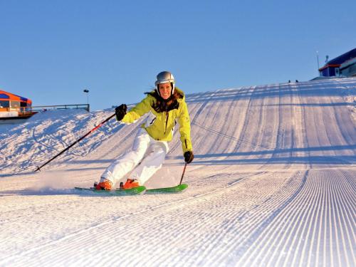 a person is skiing down a snow covered slope at Holiday Home in Scheifling near Ski Slopes in Scheifling
