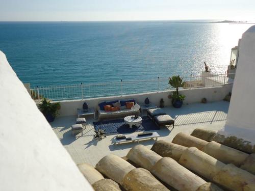 an aerial view of a patio with the ocean at Villa Mare Di Montelusa in Agrigento