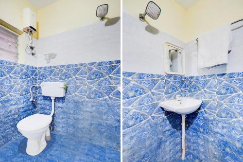 two pictures of a bathroom with a toilet and a sink at Super Collection O Sathyabama University Sithalapakkam Formerly Srinivasa Residency in Chennai