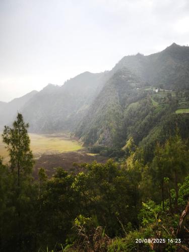 a view of a valley with mountains in the background at Tengger Bromo Villa in Ngadisari