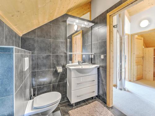 a bathroom with a toilet and a sink and a mirror at Chalet in Hohentauern by Ski Lift in Hohentauern