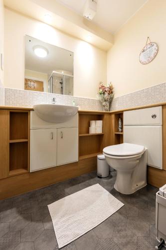 a bathroom with a sink and a toilet at Jacobs Apartment Edinburgh in Edinburgh