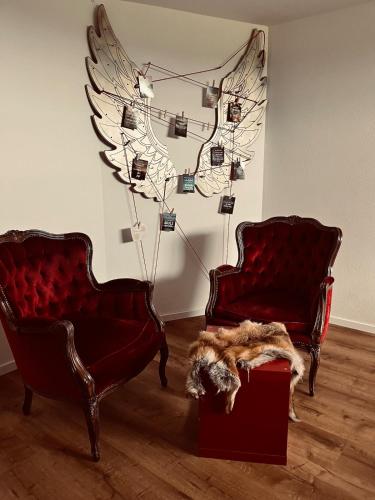 Posezení v ubytování Apartment mit Simseeblick