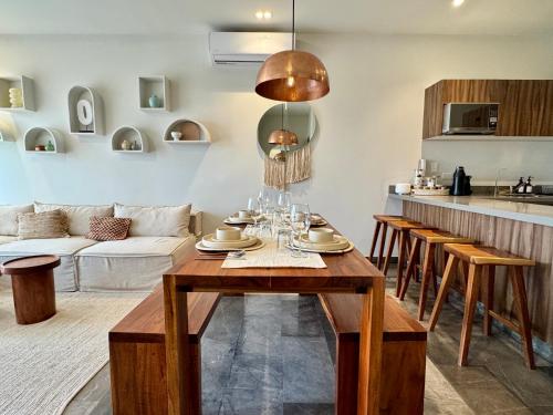 Nhà bếp/bếp nhỏ tại 3BR en Aldea Zama-Roof Top-2 Pool-Fast WiFi-Gym