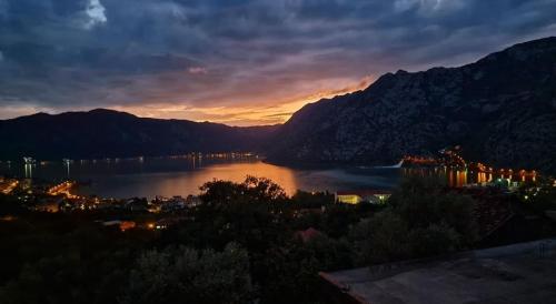 a view of a body of water at sunset at Tamaris apartments Risan in Risan