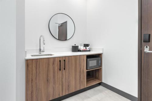 a bathroom with a sink and a mirror at Hampton Inn & Suites Irving Hwy 183 in Irving