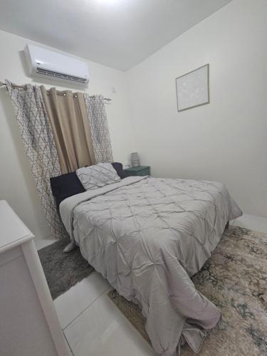 a bedroom with a bed and a air conditioner at The Harvest of Love 4 Modern, Prime Location in Lance aux Épines