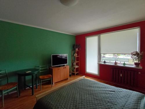 TV a/nebo společenská místnost v ubytování Słoneczny apartament blisko morza