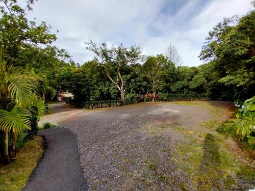 a gravel driveway with trees on the side of it at Belcruz family lodge in Monteverde Costa Rica