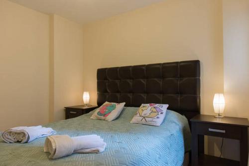 1 dormitorio con 1 cama con 2 almohadas en Nueva Córdoba Temporario en Córdoba