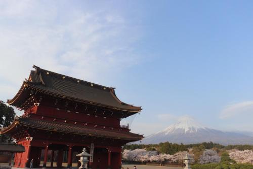 a pagoda with a mountain in the background at Numazu Sparkle in Numazu