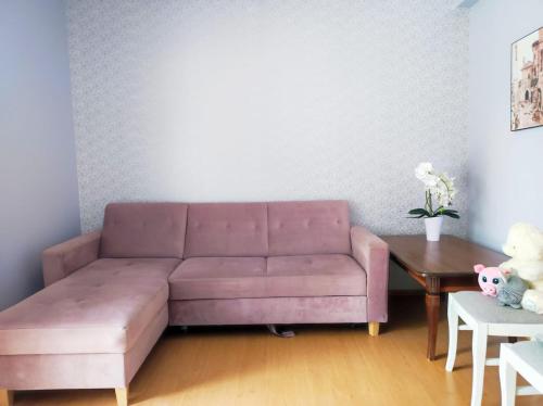 Ein Sitzbereich in der Unterkunft Cichy Zaułek Górki Wielkie