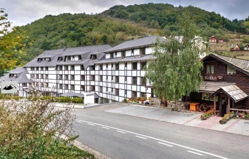 a large building on the side of a road at Apartment Aleksandar AS in Brzeće