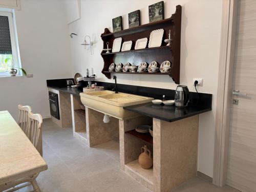 a kitchen with a sink and a counter top at Nonna Maria in Copertino