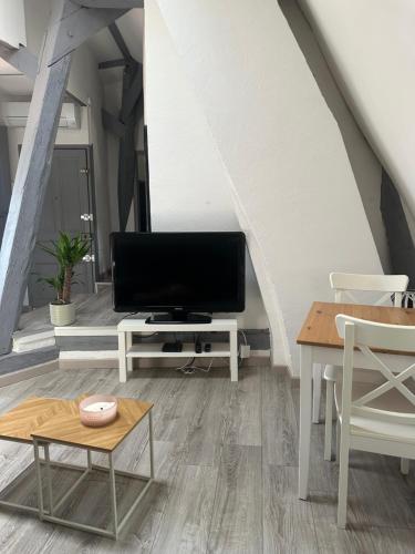 Televiisor ja/või meelelahutuskeskus majutusasutuses Charmant appartement intra-muros