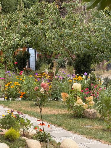 a garden with many different types of flowers at Czereśniowe Wzgórze Sandomierz jakuzzi in Sandomierz