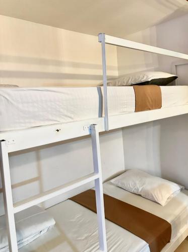 a couple of bunk beds in a room at Apartamento exclusivo en el norte Barranquilla amoblado ,3 parqueadero privados ,3 habitaciones privadas con aire acondicionado recepción 24 horas piscinas gym vista al río in Barranquilla