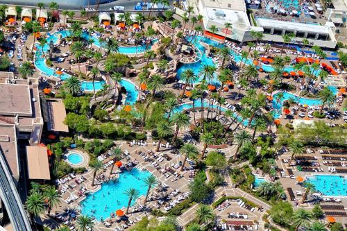 an aerial view of a water park at a resort at SPHERE VIEW - Signature MGM Resort Lucky Gem Penthouse & Luxury Suites 10817 in Las Vegas