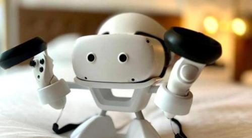 a white robot is standing on a bed at King Century Hotel in Zhongshan