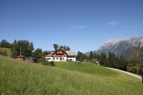 a house on the side of a hill with a green field at Dirtlergut in Haus im Ennstal