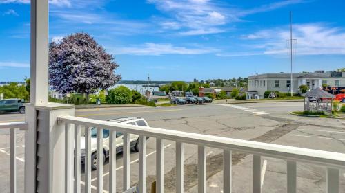 a balcony with a view of a parking lot at Harborline Hotel in Rockland