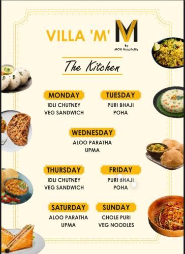 a menu for the vida nirvana restaurant at VILLA M - SOLITUDE 2 CANDOLIM GOA 3BHK, Pool Facing, Near Beach, Free Breakfast, Free WIFI and Prime Location in Candolim