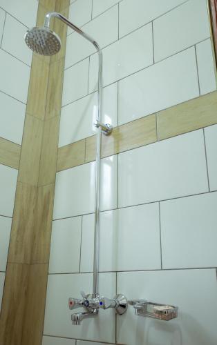 a shower with a shower head in a bathroom at Sarnah Apartments in Arusha
