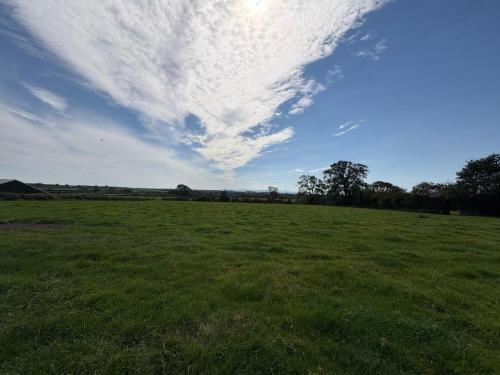 a large field of grass with a cloudy sky at Hillside Farm in Carlisle