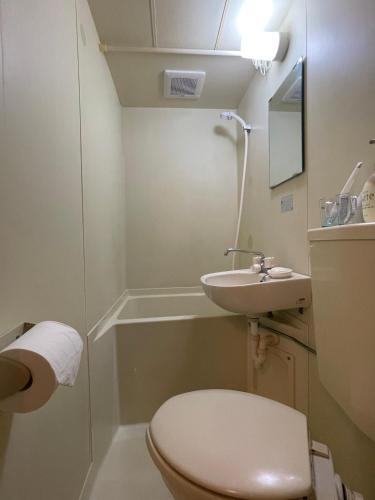 a small bathroom with a toilet and a sink at Home Story in Tokyo KANAMETYOU&Ikebukuro-Ginnzaまで直通&東京屋語 in Tokyo