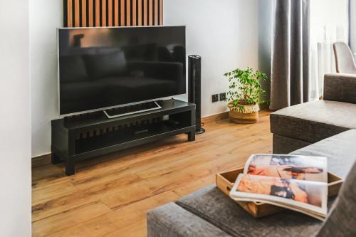 TV a/nebo společenská místnost v ubytování Komfortowy Apartament Jacuzzi & Balkon & 2 sypialnie