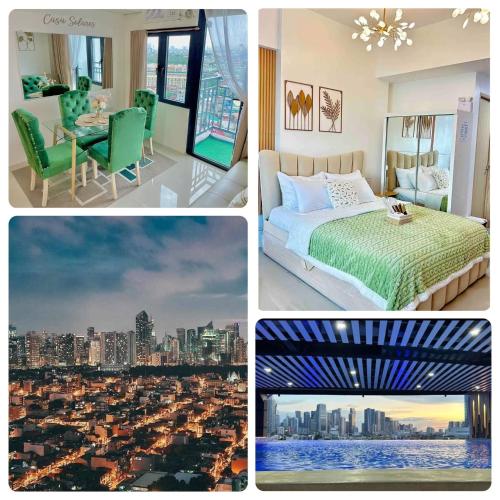 a collage of pictures of a bedroom and a city at FREE Parking City lights AlexaVoice Control Unit in Manila