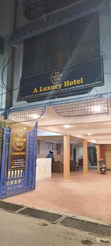 a view of a library hotel with a sign at The Dream Stay in Varanasi