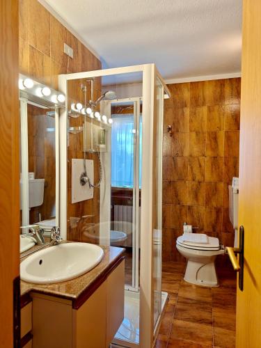 a bathroom with a sink and a toilet at Residence Les Coupoles in Champoluc