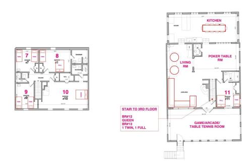 a floor plan of a house with diagrams at The birch House Heated Pool, Sauna, Hot Tub & More in Dover