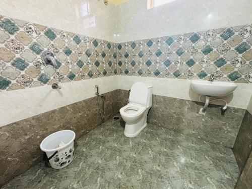 a bathroom with a toilet and a sink at Hotel PANDIT PALACE in Visakhapatnam