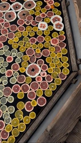 a bunch of different colored paint on a table at Shalash 1 in Velikiye Lazy