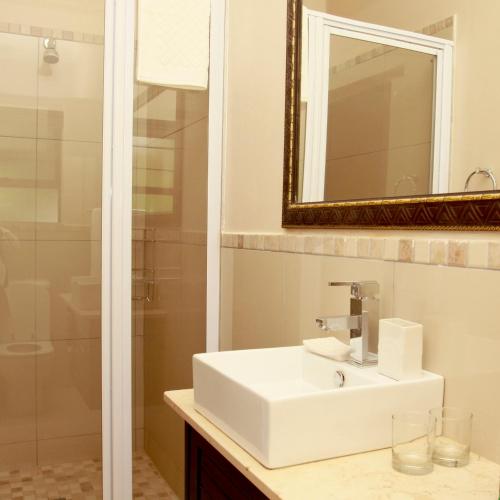 a bathroom with a white sink and a mirror at Caledon 23 Country House in George